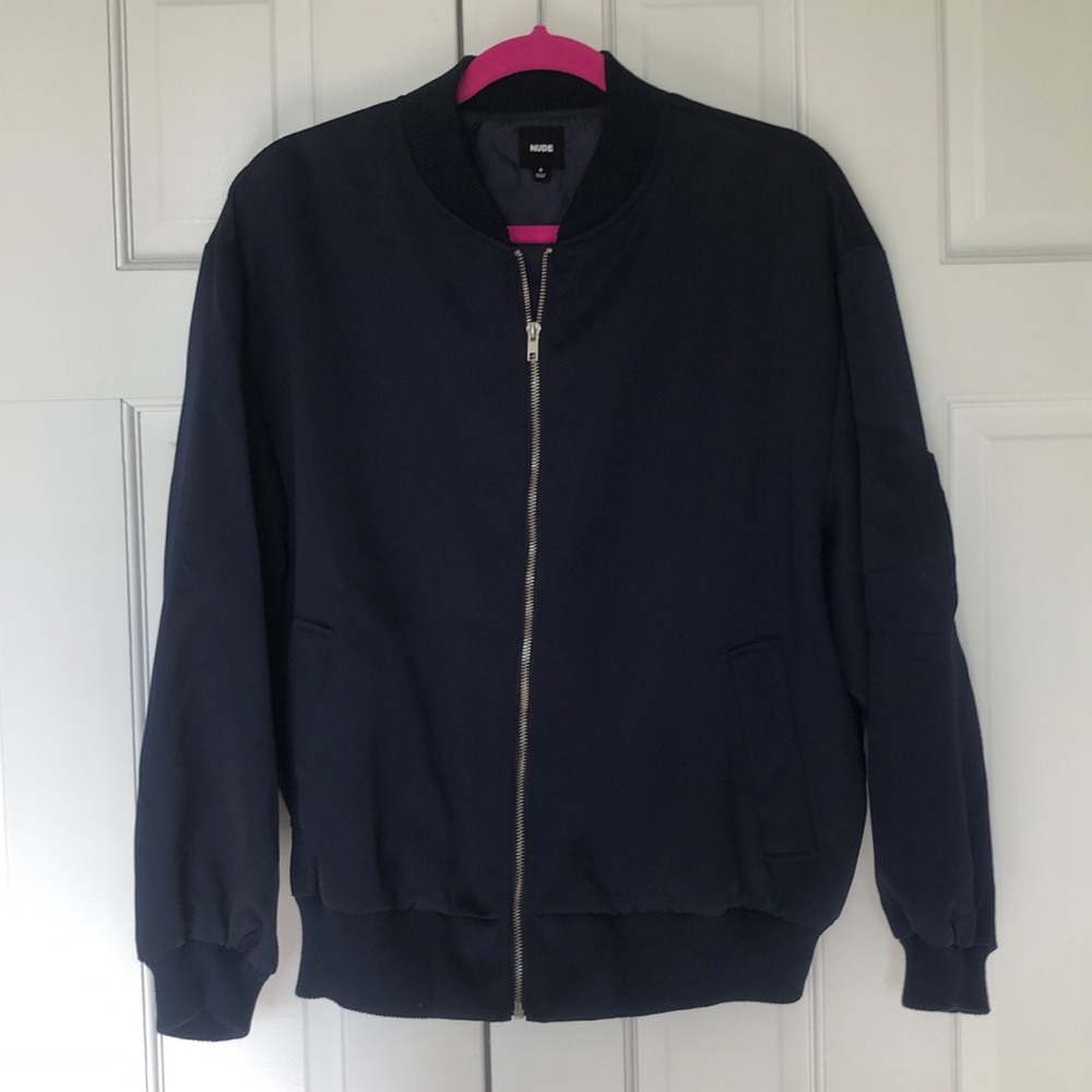 Navy Blue Bomber Jacket Size S